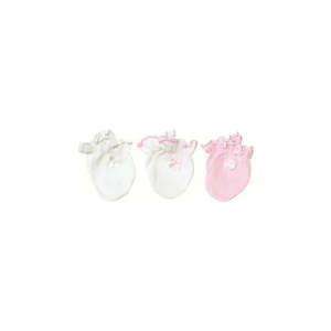 Playette 3 Pack Essential Mittens Pink/White