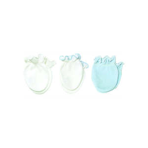 Playette 3 Pack Preemie Mittens Blue/White