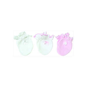 Playette 3 Pack Preemie Mittens Pink/White