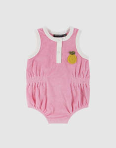 Rock Your Baby Pineapple Goldie Terry Baby Romper - Pink