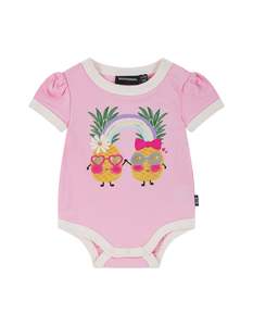 Rock Your Baby: Rock Your Baby Pineapple Pals Ruby Ringer Bodysuit - Pink Pop