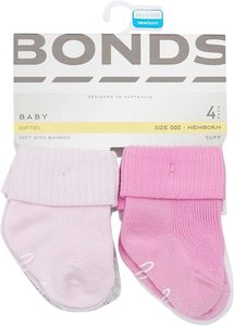bonds Baby Bamboo Cuff 4 Pack - pink/grey/white