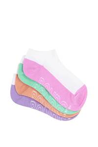 Bonds Kids Logo Light Low Cut Socks 4 Pack - White/Pink/Green/Orange/Purple