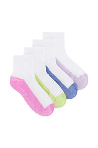 bonds Kids Logo Light Quarter Crew Socks 4 Pack - white