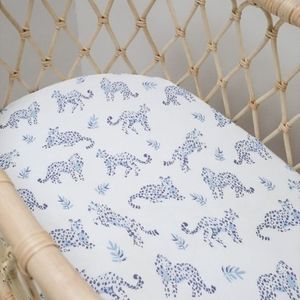 Anchor & Arrow Fitted Jersey Cotton Bassinet Sheet/Change Table Cover - Little Leopards