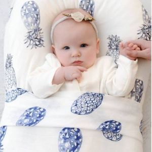 Anchor & Arrow Fitted Jersey Cotton Bassinet Sheet/Change Table Cover - Indigo Pineapples