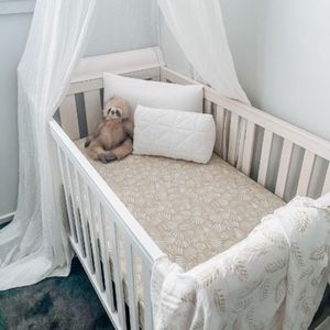 Anchor & Arrow Jersey Cotton Cot Sheet- Sandy Shell