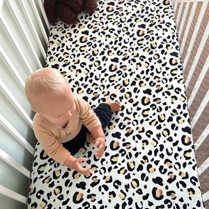 Anchor & Arrow Jersey Cotton Cot Sheet- Leopard Print