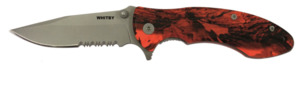 Folding Knife Pocket Knife: Whitby Orange Camo Knife - 2.75" Liner Lock Knife