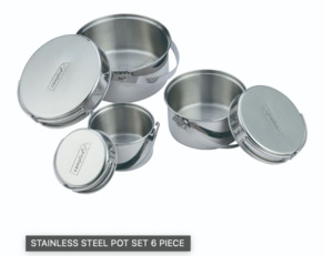 Stainless Steel Cookware: CAMPFIRE STAINLESS STEEL POT SET 6 PIECE