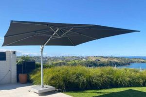 Cantilever Umbrellas: 3.5M x 3.5M Square Sunbrella Cantilever Umbrella, in ‘Coal’ - Outside Space