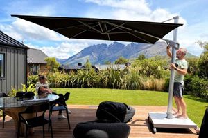 Cantilever Umbrellas: 3M x 3M Square Sunbrella® Cantilever Umbrella in 'Coal' - Outside Space