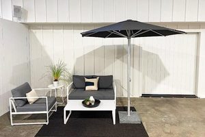 2.5M Round Centre Pole Umbrella in Sunbrella Coal - Outside Space