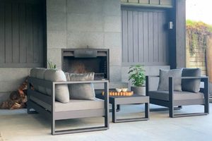 Bask Outdoor Lounge Set: 3-Seater Sofa, Chair, Coffee Table (charcoal frame) - Outside Space
