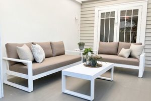 Unwind Outdoor suite: 3-seater, 2-seater & coffee table ( white frame) - Outside Space