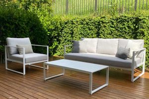 Happy Hour Outdoor Lounge Set: 3-Seater Sofa, Chair, Coffee Table (white frame) &hellip;