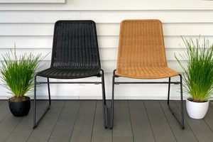 Dining Chairs Seating: Rakino Outdoor Rattan/Steel Single Dining Chair (black or wheat) Outdoor Furniture - Outside Space NZ