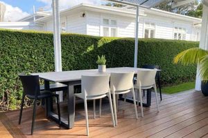 Dining Sets: The Long Lunch Range: 2.4M Outdoor Dining Table (Charcoal),Bench & 3 Vondom Chairs (3 chair colours) - Outside Space