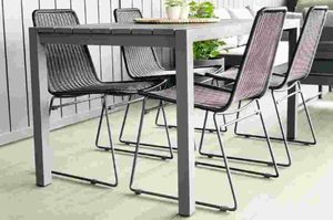 Dining Sets: Dinner at Ours Range: Grey 1.4M Outdoor Table, 4 Rakino Chairs (wheat or black) - Outside Space