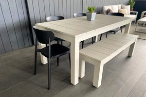 Alfresco Range: Bone 1.8M Outdoor Table,1 Bench & 4 Amado Chairs - Outside Space