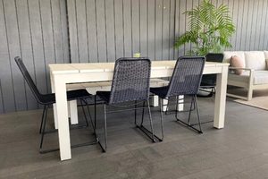 Alfresco Range: Bone 1.8M Outdoor Table,1 Bench & 4 Rakino Chairs (2 chair c&hellip;