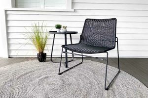 Single Chairs: Lazy Sunday Outdoor Rattan/Steel Relax Chair (black) Outdoor Furniture - Outside Space NZ