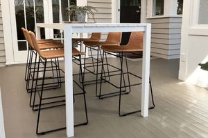 Bar Table sets: Dinner at Ours Range: Bone 2M Outdoor Bar Table & 6 Rakino Bar Chairs (2 chair colours) - Outside Space