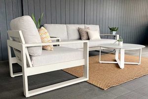 Unwind Outdoor suite: 3-seater sofa, single chair,& Stella round coffee table (B&hellip;