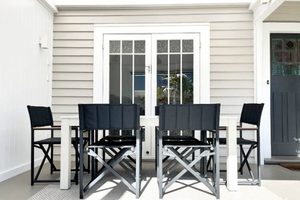 Alfresco Range: Bone 1.8M Outdoor Table, & 6 Directors Chairs - Outside Space