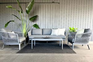 Haven Rope Range: 3-seater sofa, 2x single chairs & coffee table (charcoal f&hellip;