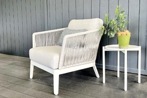 Haven Rope Single Outdoor Armchair (bone frame/fabric) - Outside Space