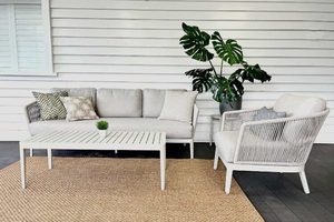 Haven Rope Range: 3-seater sofa, single chair & coffee table (bone frame/fab&hellip;