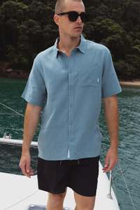 Rpm: RPM Linen Shirt - Dusty Blue