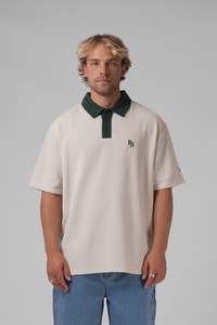 Rpm: RPM Contrast Polo - Bottle/Cream