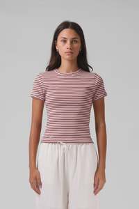 RPM Stripped Ribbed Tee - Pink Stripe