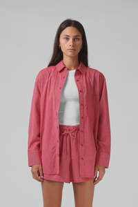 Rpm: RPM Oversize Shirt - Red Pinstripe