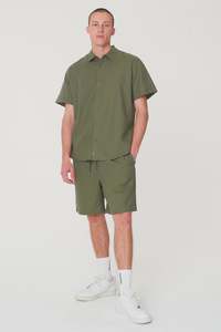 Huffer Lin-in SS Shirt - Khaki