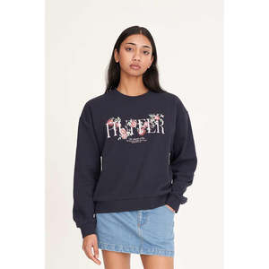 Huffer Womens Slouch Crew 350/Garden Party - Navy