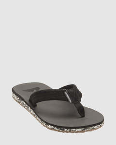 Mens Jandals: Quiksilver Carver Suede Recycled - Black 1