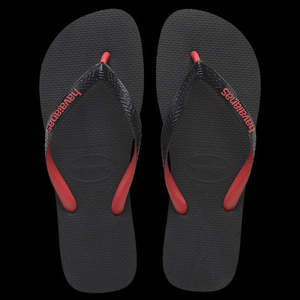 Mens Jandals: Havaianas Top Rubber - Black/Red Ruby