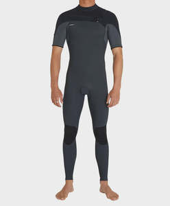 Mens Wetsuits: O'Neill Hyperfreak CZ Short Arm Steamer Wetsuit 2mm - Gunmetal/Black/Graphite