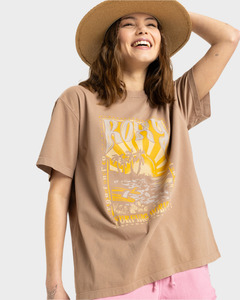 Roxy: Roxy Sunny Oversized Enzyme Wash Tee - Portabella