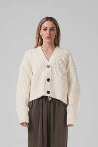 Womens Cardigans: RPM Chunky Cardigan- Cream