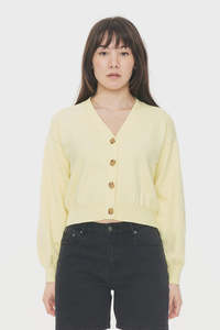 Womens Cardigans: Huffer Bibi Knit Cardigan - Limoncello
