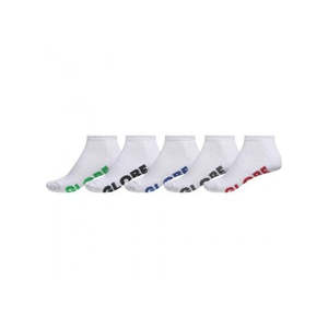 Socks: Globe Mens Ankle Sports Socks 5pk - White 7-11