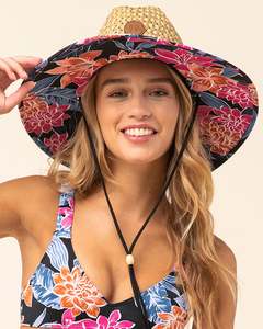 Womens Hats: Roxy Pina To My Colada Hat -Anthracite Tropical Oasis