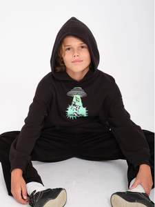 8 16 Youth: Volcom Youth Udder Space Hoodie - Black