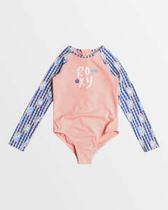 Girls: Roxy Girls Tiles LS Onesie Rash Vest - Amparo Blue