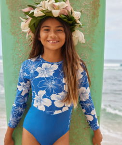 Girls: Roxy Girls Hippy Hibiscus Onesie - Nebulas Blue