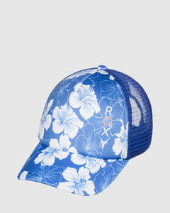 Girls: Roxy Girls 8-16 Honey Coconut Trucker Cap - Nebulas Blue Hippy Hibiscus